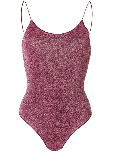 Shop Oseree Metallic Thread Swimsuit In Pink