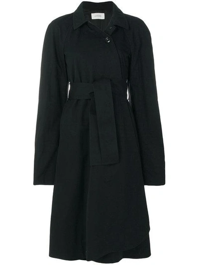 Shop Lemaire Belted Wrap Coat In Black