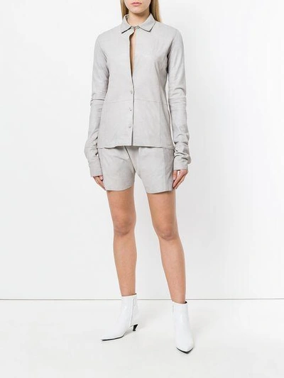 Shop Olsthoorn Vanderwilt Metallic Detail Leather Shorts In Grey