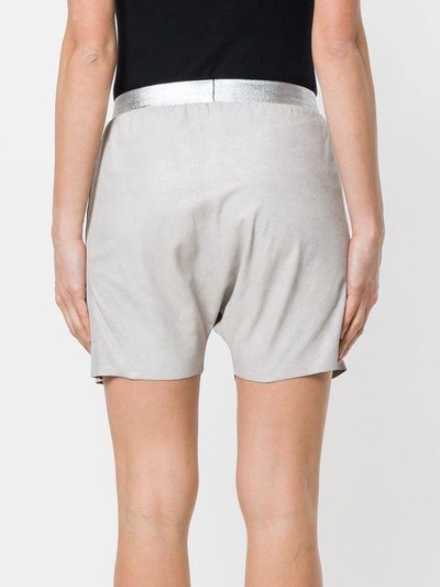 Shop Olsthoorn Vanderwilt Metallic Detail Leather Shorts In Grey