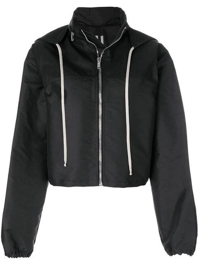 Shop Rick Owens Hooded Bomber Jacket - Black