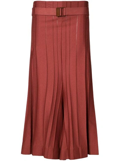 Shop Issey Miyake Drop Crotch Pleated Trousers In Red