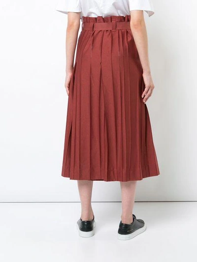 Shop Issey Miyake Drop Crotch Pleated Trousers In Red
