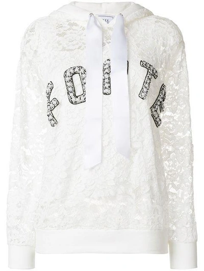 Shop Forte Couture Forte Dei Marmi Couture Lace-embroidered Hooded Sweatshirt - White