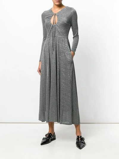 Shop Alexa Chung Key-hole Flared Dress In Grey