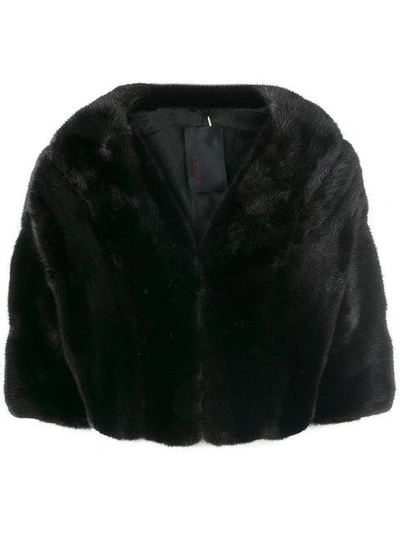 Shop Liska Cropped Fur Jacket In Brown
