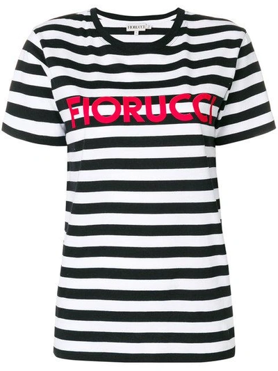 Shop Fiorucci Striped Logo T-shirt In White