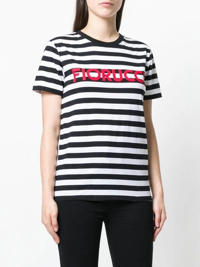 Shop Fiorucci Striped Logo T-shirt In White