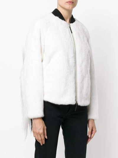 Shop Cara Mila Falcon White Mink Bomber