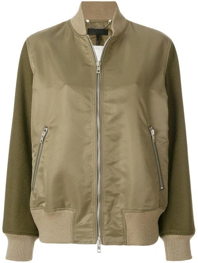 Shop Rag & Bone Contrasting Sleeves Bomber Jacket - Green