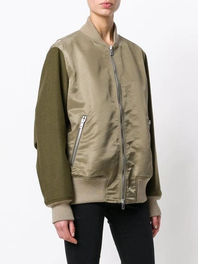 Shop Rag & Bone Contrasting Sleeves Bomber Jacket - Green