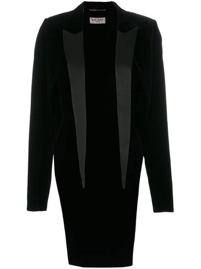 Shop Saint Laurent Lapel Tailcoat Blazer In Black