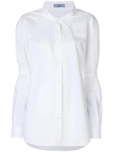 Shop Prada Elbow Tab Shirt In White