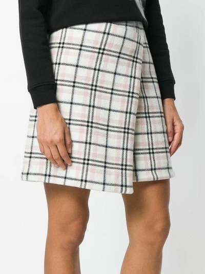 Shop Carven Checked Wrap Skirt In Neutrals