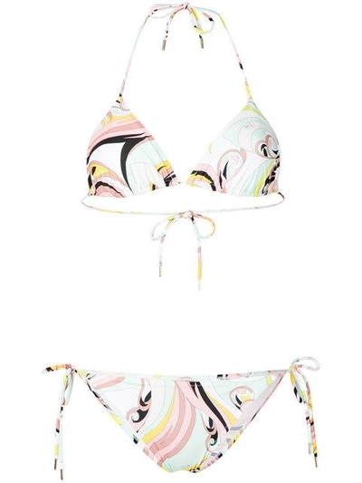 Shop Emilio Pucci Printed Triangle Bikini Set - Multicolour