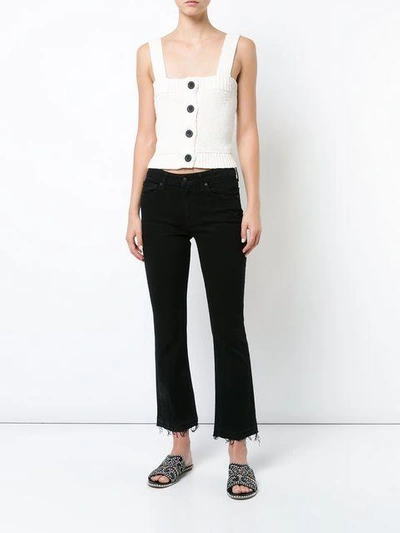 Shop Derek Lam 10 Crosby Cropped Knit Top With Buttons