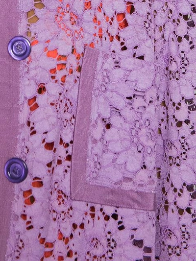 Shop Gucci Flower Lace Jacket In Purple