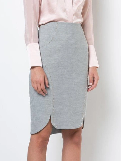 Shop Thomas Wylde Scalloped Pencil Skirt In Grey