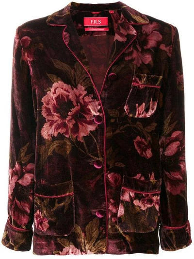 Shop F.r.s For Restless Sleepers Floral Velvet Jacket - Red