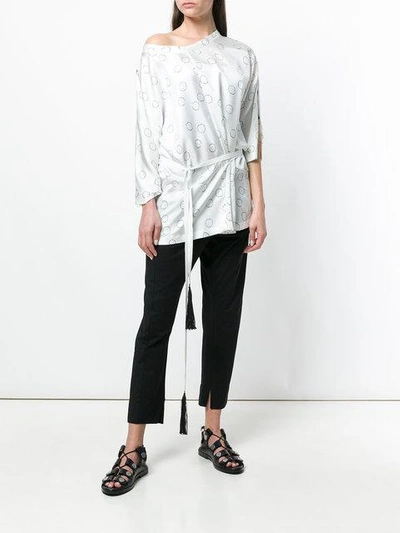 Shop Ann Demeulemeester Circle Print Asymmetrical Blouse - White