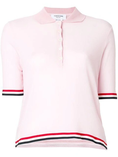 Shop Thom Browne Relaxed Fit Polo Shirt In Pink