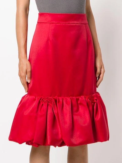 Shop Prada Ruffled Hem Midi Skirt - Red