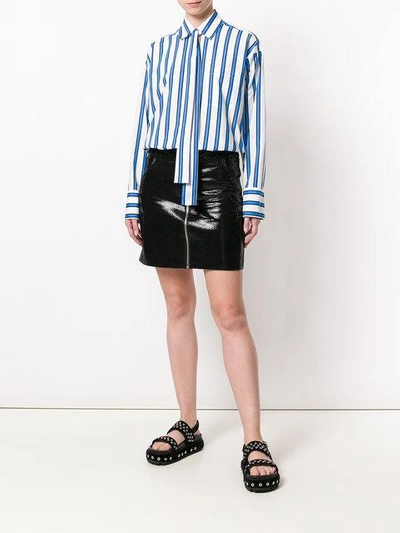 Shop Msgm Oversize Striped Shirt In Blue