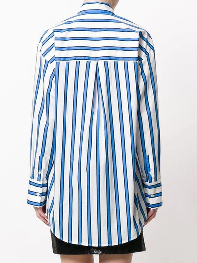Shop Msgm Oversize Striped Shirt In Blue