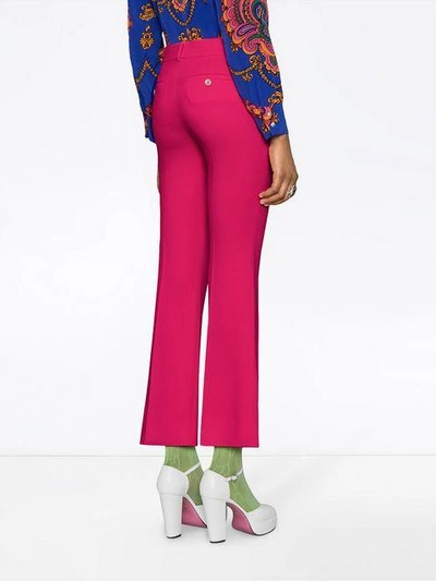 Shop Gucci Viscose Ankle Length Bootcut Trousers In Pink