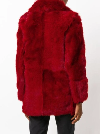 Shop Prada Shearling Oversized Coat In Red