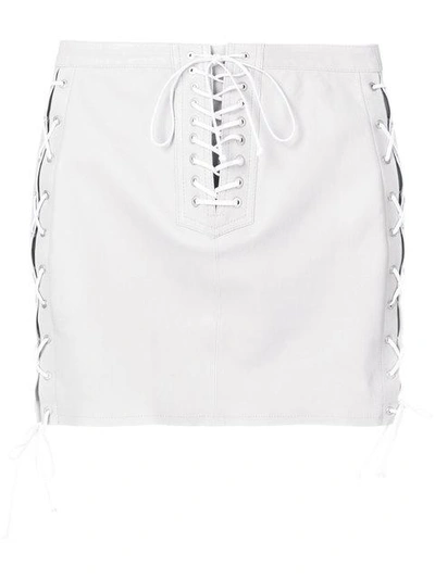 Shop Ben Taverniti Unravel Project Lace-up Mini Skirt In Grey