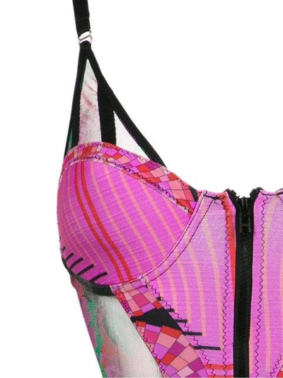 Shop Amir Slama Tulle Panels Swimsuit - Pink