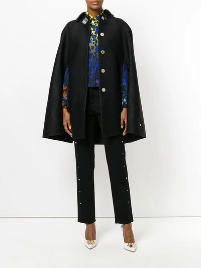 Shop Versace Baroque Embroidered Cape In Black