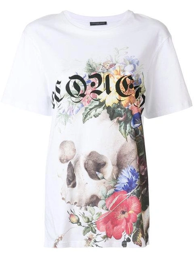 floral skull print T-shirt