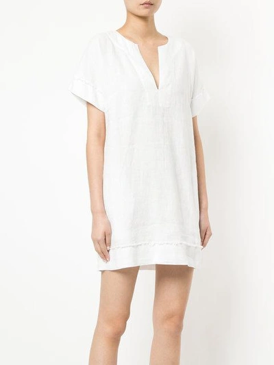 Shop Venroy Frayed Detail Shift Dress - White