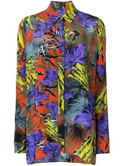 Shop Versace Palm Leaf Printed Shirt In Multicolour