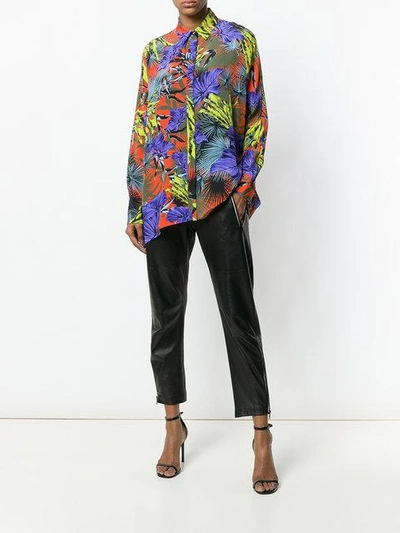 Shop Versace Palm Leaf Printed Shirt In Multicolour