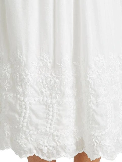 Shop Burberry Embroidered Voile Skirt In White
