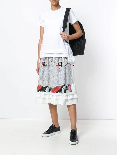 Shop Comme Des Garçons Comme Des Garçons Laser-cut Floral Midi Skirt In Multicolour