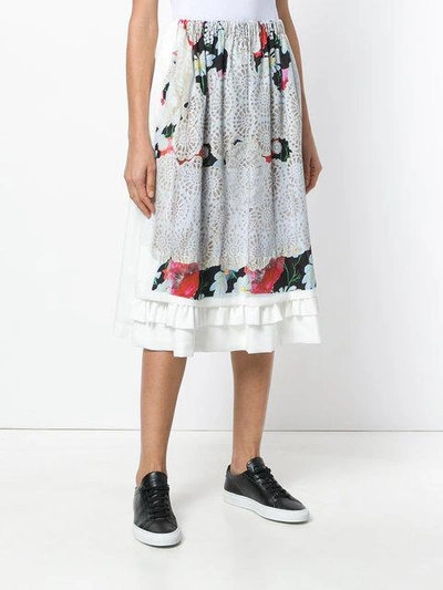Shop Comme Des Garçons Comme Des Garçons Laser-cut Floral Midi Skirt In Multicolour