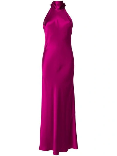 Shop Galvan Halterneck Gown In Pink