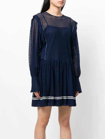 Shop Philosophy Di Lorenzo Serafini Mesh Contrast Dress In Blue