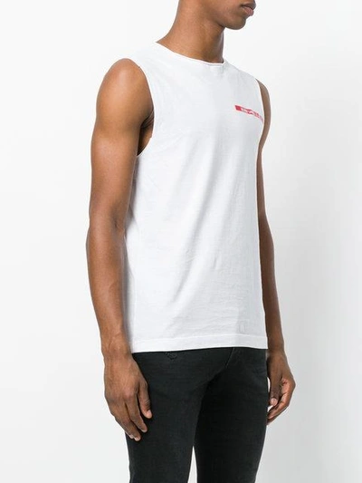 Shop Helmut Lang Distressed Logo Tank - White