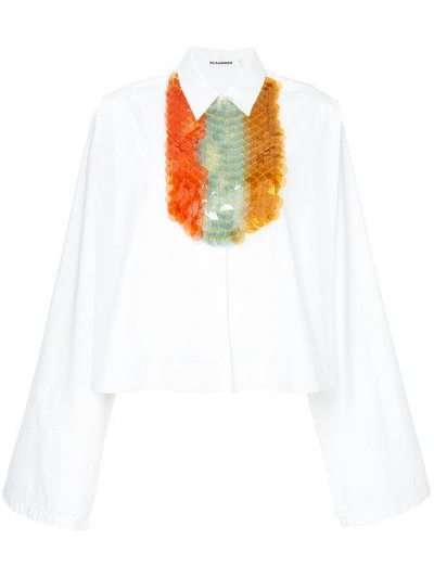 Shop Jil Sander Sequin-embellished Bib Shirt In White