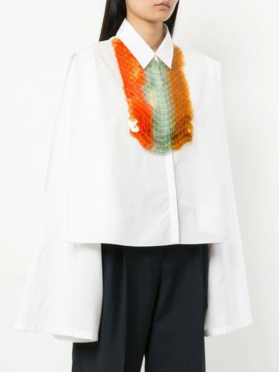 Shop Jil Sander Sequin-embellished Bib Shirt In White