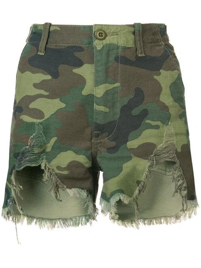 Shop R13 Distressed Camouflage Print Camp Shorts