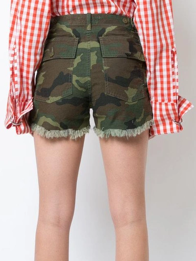 Shop R13 Distressed Camouflage Print Camp Shorts
