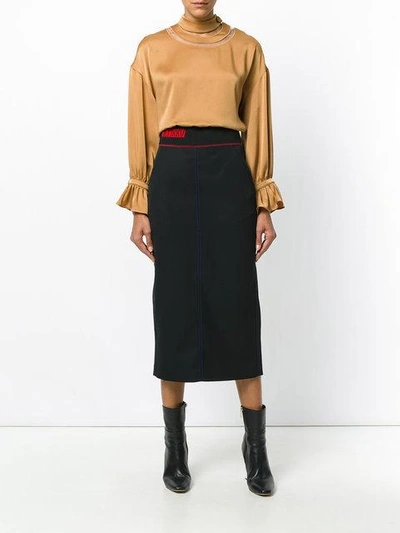 Fendi Gabardine Pencil Skirt In Black | ModeSens