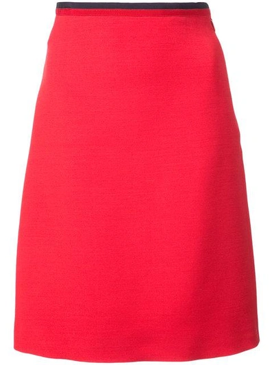 Shop Gucci Knitted Web A-line Skirt In Red