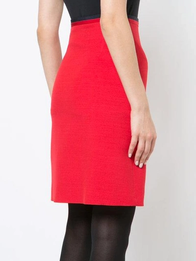 Shop Gucci Knitted Web A-line Skirt In Red